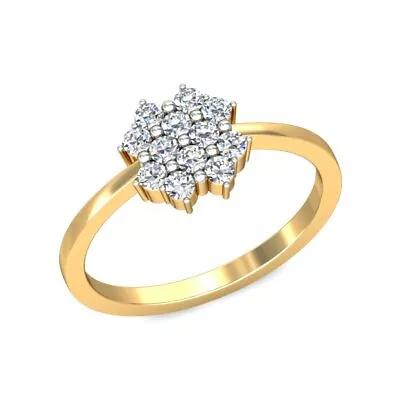 Micro Pave Set Clear Shiny Excellent Cut Moissanite In 10K Yellow Gold Fine Ring • $270