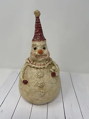 Vintage Roly Poly Figurine Christmas Snowman Folk Art Paper Mache Primitive • $124.99