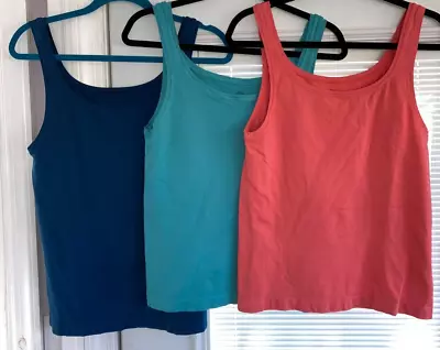 Lot Of 2 Xl Soma Nylon Spandex Seam Free Cami Tank Tops  Blue Aqua Coral #c02 • $29.99