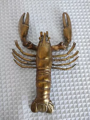 Brass Lobster Figurine Vintage Nautical Ocean Lake Decor 7.5  Long • $39.99