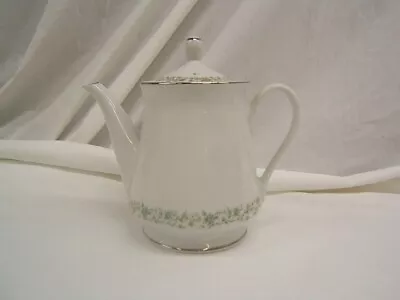 Mikasa Coffee/Teapot G 9059 White With Green & White Floral Border VGC  • $15.99