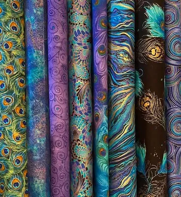 £9.50 • Buy Timeless TreasuresFabric 100% Cotton Metallic Peacock Themes Sold By 1/2 Metre