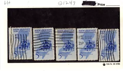 SCOTT # 1247 New Jersey Tercentenary Issue U.S. Single Stamps Used - Lot Of 5 • $1