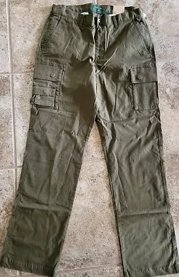 Orvis 14 Pocket Cargo Expedition Travel Hiking Pants 34x32 Olive Army Green • $29.99