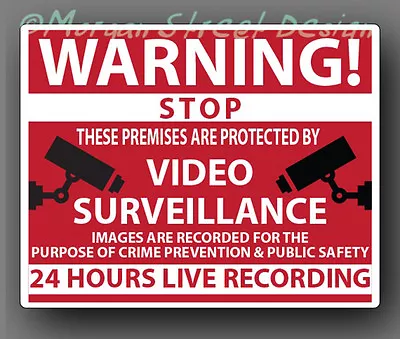 Video Surveillance Security Warning Caution Decal Sticker. Set Of 5 • $3.99