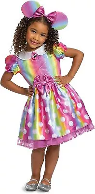 Minnie Mouse Rainbow Toddler Disney Fancy Dress Up Halloween Child Costume • $39.85