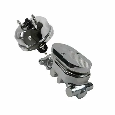 Chrome 7  Single Power Brake Booster & 1 1/8  Master Cylinder 2 Ports Finned Top • $129.68