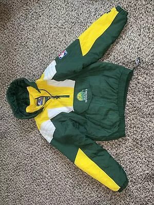 90s Seattle Supersonics Starter Middle Pocket Pullover Puffer Jacket Adult S • $300