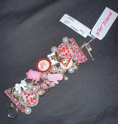 Betsey Johnson BABYCAKES Strawberry Pie Toggle Bracelet Mixer Sugar Croissant • $64.99