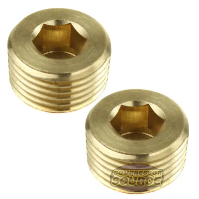 1/2   Brass Male NPT Counter Sunk Head Plug Internal Hex Socket 50136 2-Pack • $10.50