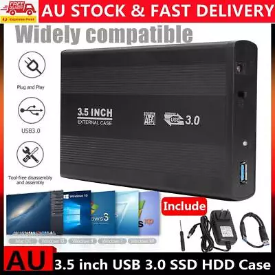 3.5 Inch USB 3.0 To SATA Hard Drive Disk External Enclosure SSD HDD Case NEW • $27.54
