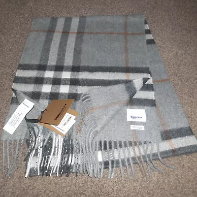£234.50 • Buy Burberry The Classic Cashmere Scarf - Giant Check Grey - New Bnwt - Rrp - £390