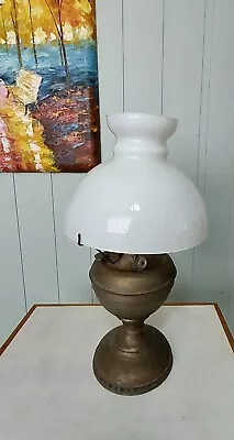 Antique Miller  The Juno  Kerosene Oil Lamp With  Coleman  Milk Glass Shade • $310