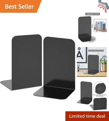 Premium Metal Bookends: Sturdy L-Shape Design For Heavy Books - Elegant Black... • $15.99