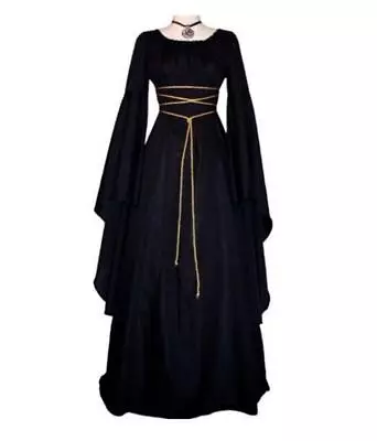 Women Girls Vintage Medieval Long Dress Renaissance Gothic Gown Cosplay Costume • $22.83