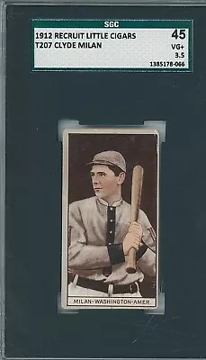 1912 T207 Clyde Milan SGC 3.5 VG+ Recruit Little Cigars Washington Senators • $99