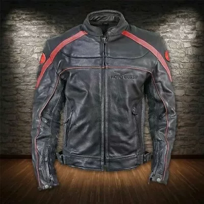 Moto Guzzi Motorbike Leather Jacket In Cowhide / 5 Ce Approved Protections • $168.11