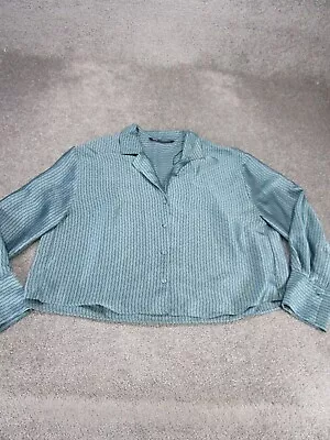 Zara Shirt Womens Medium Blue Striped Button Up • $12.99
