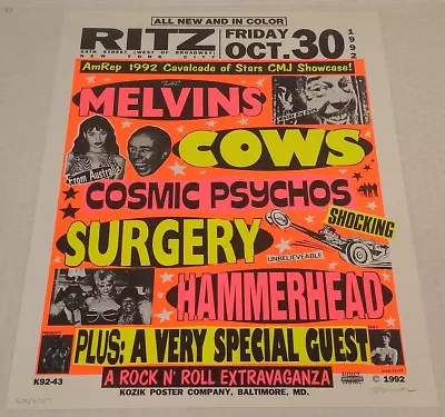 1992 Signed Artist FRANK KOZIK Poster Print Litho 629/750 MELVINS COWS Art Rare • $149.99