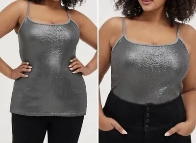 Torrid Shirt Womens 6X Gray Sequins Tank Top Shell Sparkle Dressy Party • $19.99