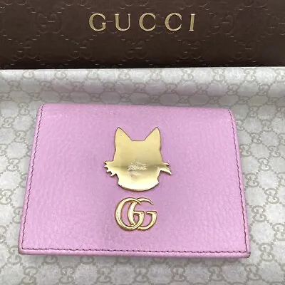Auth Used GUCCI Purse Leather Wallet Italy Gg Marmont 9291 Pink Folding • $106