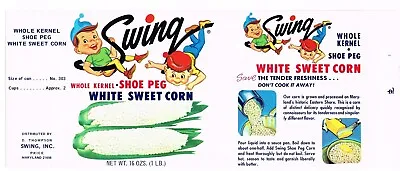 Genuine Can Label Vintage 1960s Swing Sweet Corn Elves Price Maryland Rare • $9.95