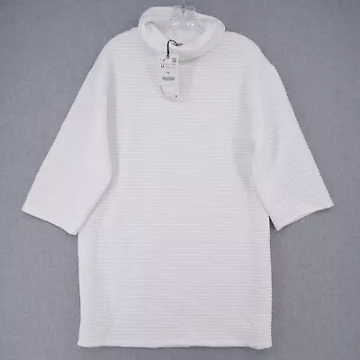 $39.99 • Buy Zara Dress Womens Size M Medium White Turtleneck Mini Ottoman Knit
