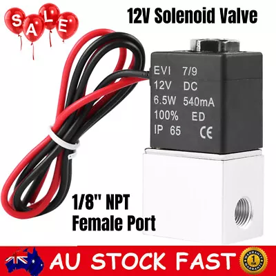 12V DC 1/8' 2 Way Normally Closed Pneumatic Aluminum Electric Solenoid Air Valve • $13.99