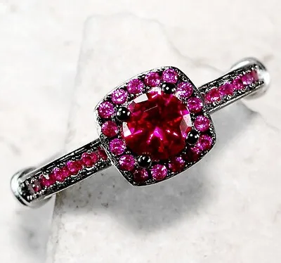 Natural 1CT Ruby 925 Solid Sterling Silver Ring Jewelry Sz 6 MB1 • $35.99