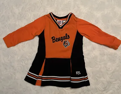 $10.50 • Buy “Bengals” Child’s NFL Cheerleader Long Sleeve Orange/Black Outfit Size 18 Months