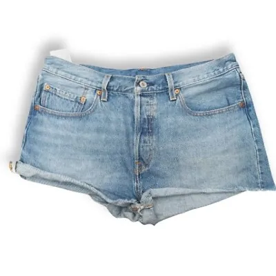 Women's Levi's 501 Button Fly Denim Jean Shorts Short Cut Off Size 31 • £8