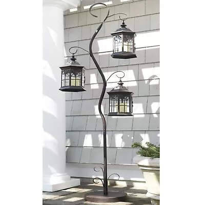 Iron Tree Lantern Holder Stand Gray With 3 Removable Candle Lamps Gift 71  Tall • $174.90