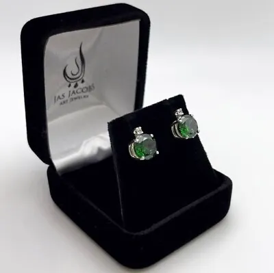 Certified Natural Emerald Earrings 925 Sterling Silver Handmade Gift Free Ship • $40.94