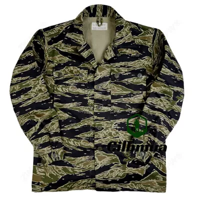 Vintage Vietnam War Tiger Stripe Jacket Shirt Camo Pattern Tops American Style • $85.16