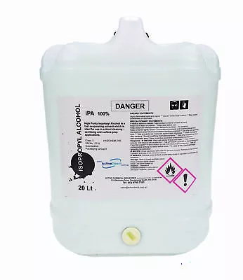 $115 • Buy Isopropyl Alcohol 100% IPA Isopropanol 20L 20 Litres Fast Evaporating Cleaner 