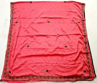 Exotic Indiansanskriti Georgette Pink Dupatta Sequenced Stole Embroidery Scarf  • $10.49