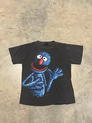 RARE Vintage 1997 Sesame Street GROVER T Shirt BLACKOUT Shadow Size Large • $200