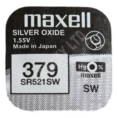 379 SR521SW | MAXELL Brand | Silver Oxide Watch Battery |1.55v | 1 X Single Pack • £1.80