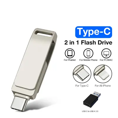 2TB 256GB Metal USB 3.0 Flash Drive Memory Sticks For IPhone IPad Android Type C • £16.79