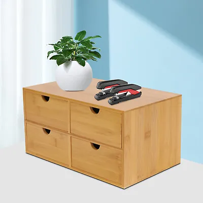 Bamboo Storage Organizer With 2/3/4 Drawers For Office Countertop- Multi-Purpose • $31.35