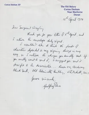 WW2 Tirpitz Attack Victoria Cross Hero Godfrey Place VC Signed Letter • £55