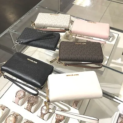 Michael Kors Women Flat Phone Case Wristlet Zip Around Wallet Credit Card Holder • $58.50