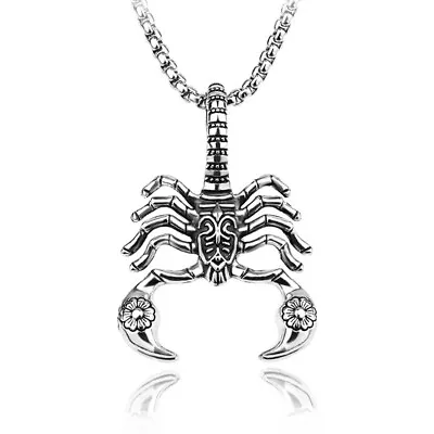 Men Gold Silver Gothic Necklace Scorpion Chain Pendant Choker Retro Bikers Gift • £3.49