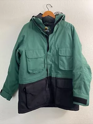 Mens Cabelas Gore Tex Guidewear Fishing Green Hooded Jacket M Waterproof T35 • $99