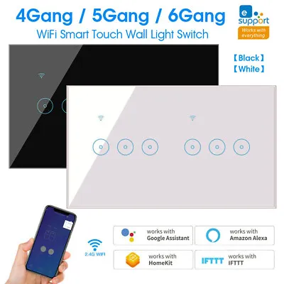 AU 4/5/6 Gang WiFi Smart Touch Wall Light Switch For Amazon Alexa Google Home • $53.49