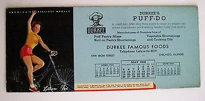 Vintage Pinup Blotter W/Lillian Fox As Model & Ad   Durkee's Puff-Do Pastry * • $29