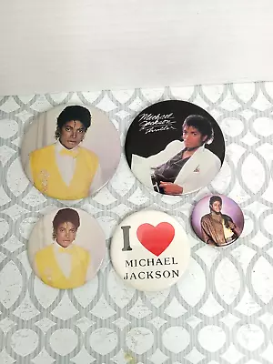Lot Of 5 Vintage Michael Jackson Button Pins Pre-owned Good Condition   • $15