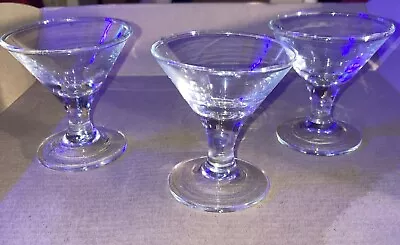 Vintage (3) Martini Shaped 2 5/8 Inches Tall Shot Glasses. • $7.95