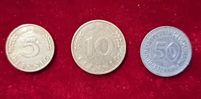 1950 West German Coins 5 10 50 Pfennig • $3.95