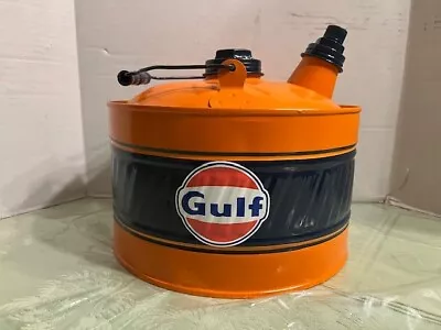 GULF Vintage GAS Kerosene CAN Gasoline Station Coal Oil 2-3 Gallon Motor 3 Lids • $89.50